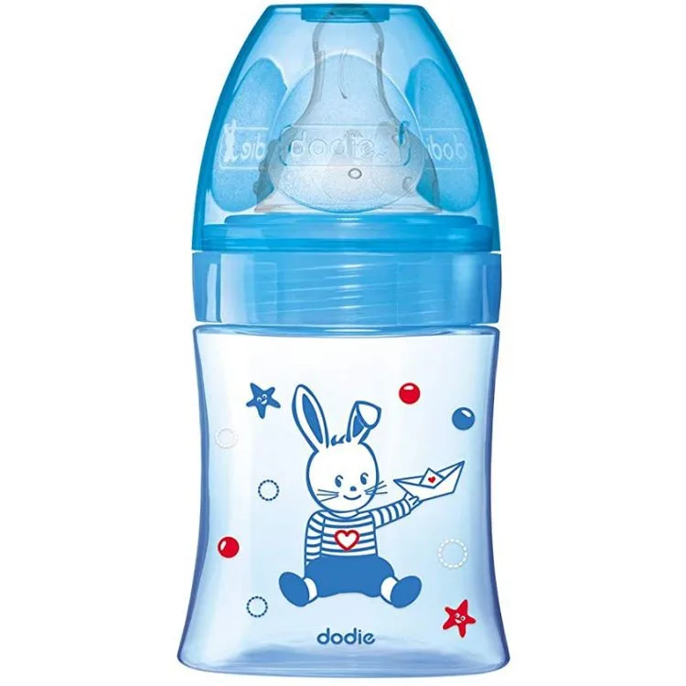 Dodie Biberon Initiation+ 150 ml Bleu Bâteau 0-6 M Tet Ronde 3 Vit D1