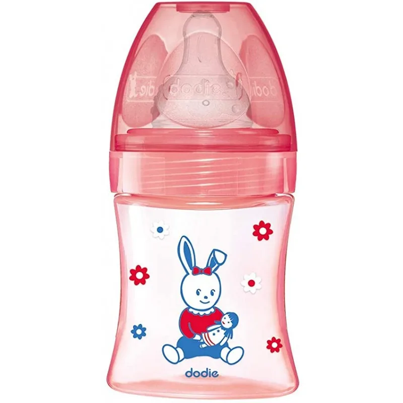 Dodie Biberon Initiation+ 150 ml Rose Tétine Débit 1