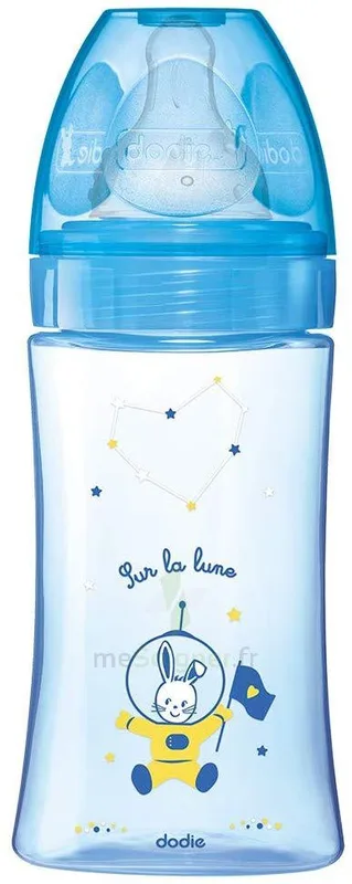 Dodie Biberon Initiation+ 270 ml Bleu Cosmonaute Tétine Débit 2