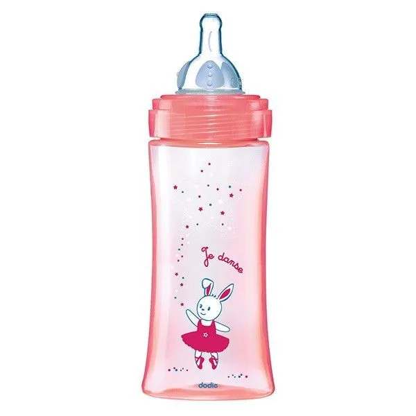 Dodie Biberon Initiation+ 330 ml Rose Tétine D3