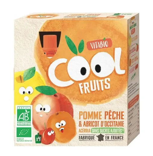 Vitabio Pomme Peche Abricot Acerola 4 X 90 g