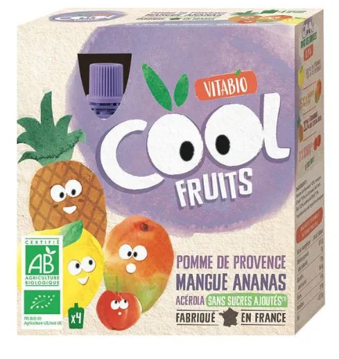 Vitabio Pomme Mangue Anans Acerola 4 x 90 g
