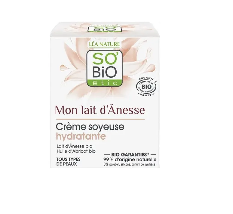 SO'BiO Creme soyeuse hydratante tout type de peau 50 ml au lait D'anesse