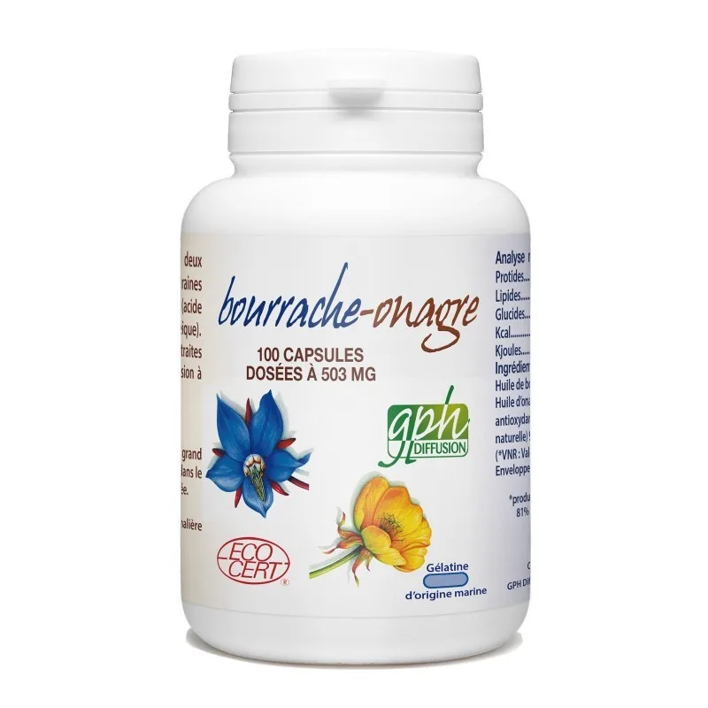 Gph Diffusion Onagre -Bourrache BIO - 503 mg - 100 Capsules