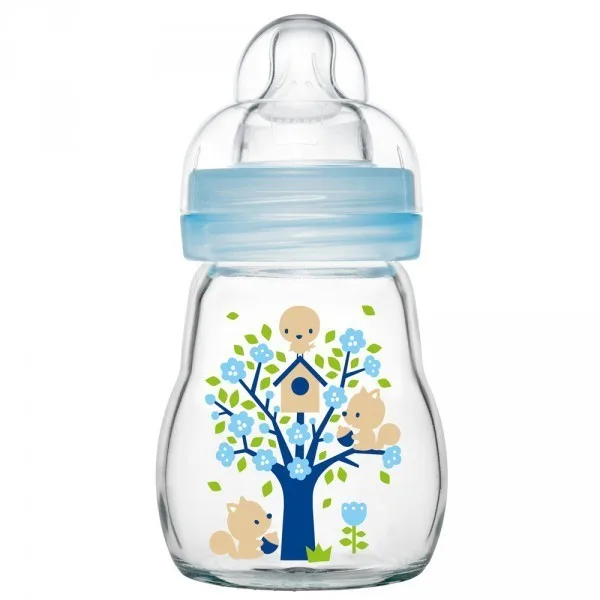 MAM Biberon en Verre Feel Good 1ER Age Bleu 170 ml