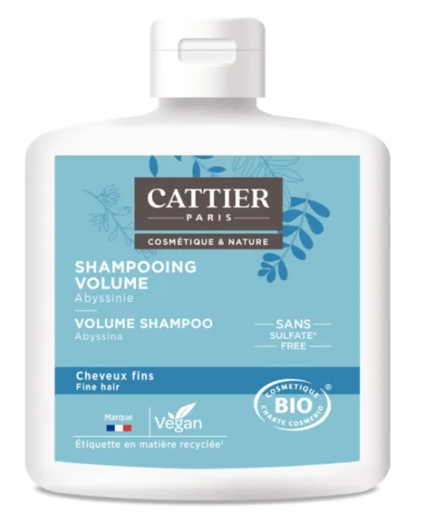 Cattier Shampooing Volume - 0% Sulfate Cheveux Fins 250 ml