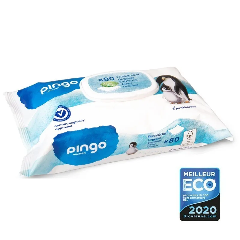 Pingo Lingettes Ultra Soft à l'Aloé Vera - sans Parfum - Paquet de 80