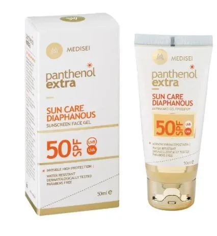 Medisei Panthenol Extra Protection Solaire Diaphane SPF 50 Gel Invisible pour le Visage