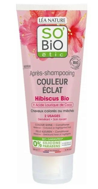 SO'BiO Après Shampoing Couleur Eclat Hibiscus 200 ml