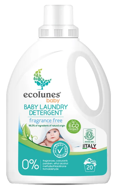 Ecolunes Lessive Bébé Écologique et Hypoallergénique - 20 Lavages 1 L