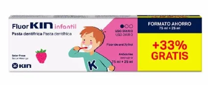 Kin Fluor Dentifrice Pates Enfant Fraise 75 ml+ 25 ml Gr