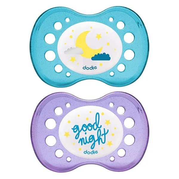 Dodie Sucette Anatomique A2 +18M Duo Nuit Good Night / Lune sans Anneau