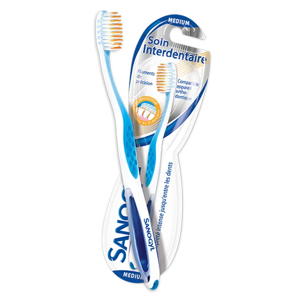 Sanogyl Brosse à Dents Interdentaire Medium Rose, Bleu, Vert