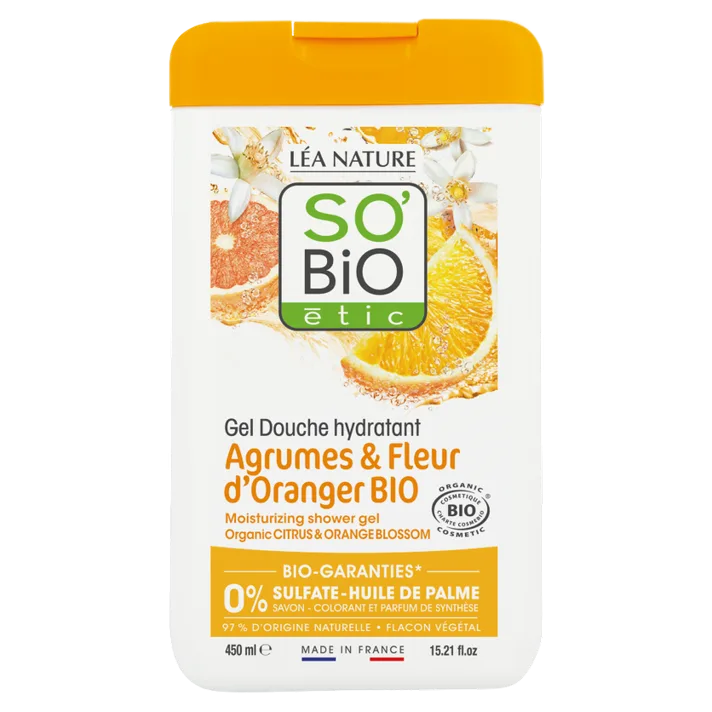 SO'BiO Gel Douche Agrumes Fleurs d’Oranger 450 ml