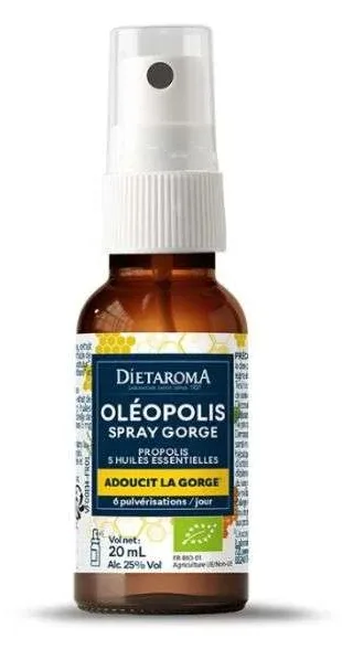 Dietaroma Spray Gorge BIO A la Propolis et aux Huiles Essentielles