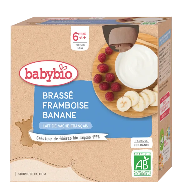 Babybio Brassé Framboise Banane 4X85 g