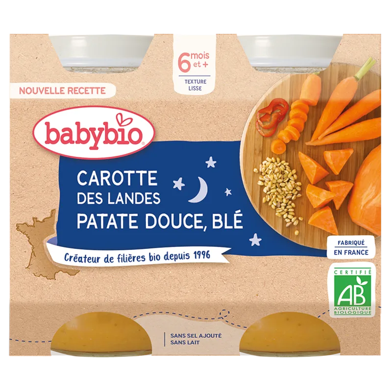 Babybio Carotte des Landes Patate Douce Blé 2x220 g