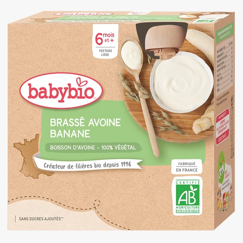 Babybio Gourde Brasse Avoine Banane 4x85 g