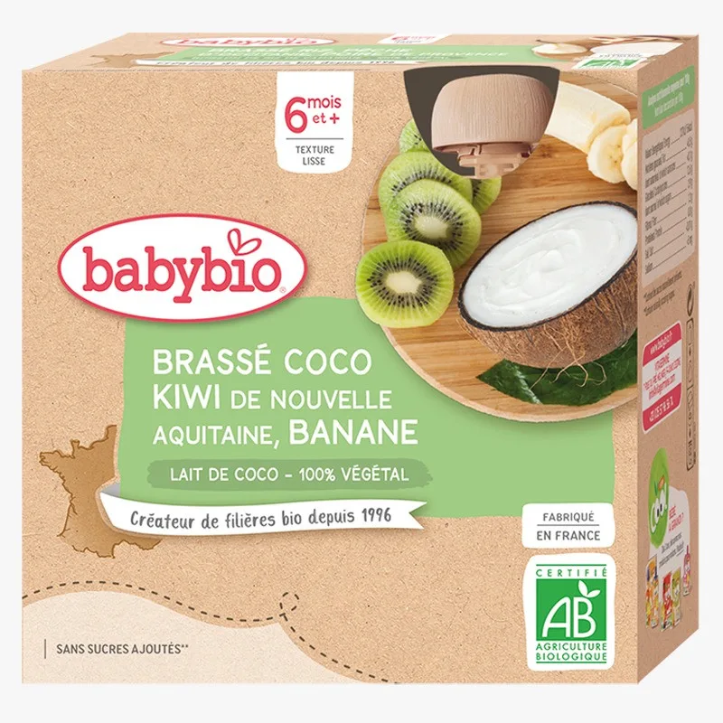 Babybio Gourde Brasse Coco Kiwi Banane 4x85 g