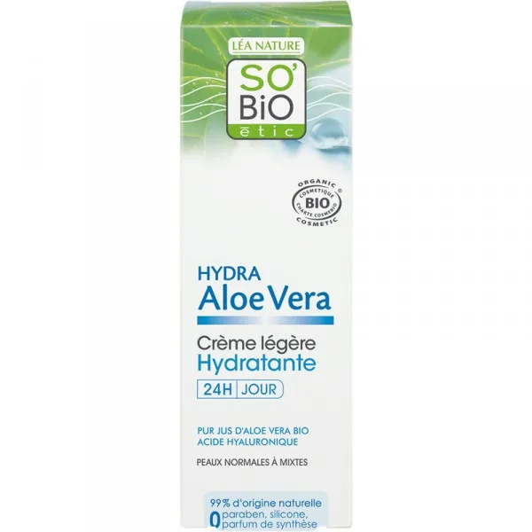 SO'BiO Creme Legere Hydratante 24h, Peaux Normales A Mixtes 50 ml