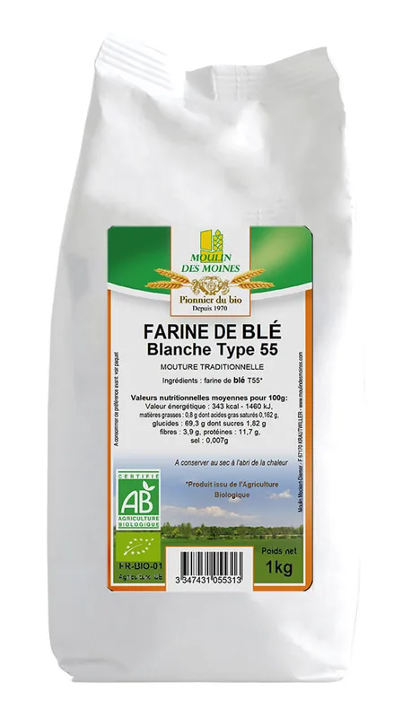Moulin des Moines Farine de Ble Patissiere T55 1 kg