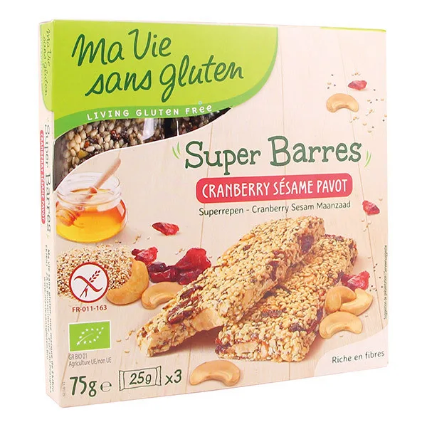 Ma Vie Sans Gluten Barres Sesame Cranberries Pavot Sg 75 g