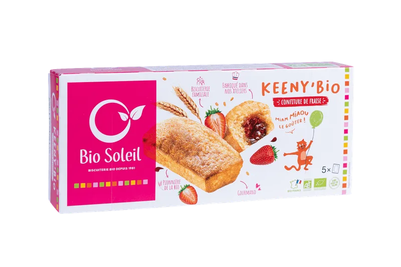 BIO Soleil Keeny'Bio Fourres A la Confiture de Fraise 150 g