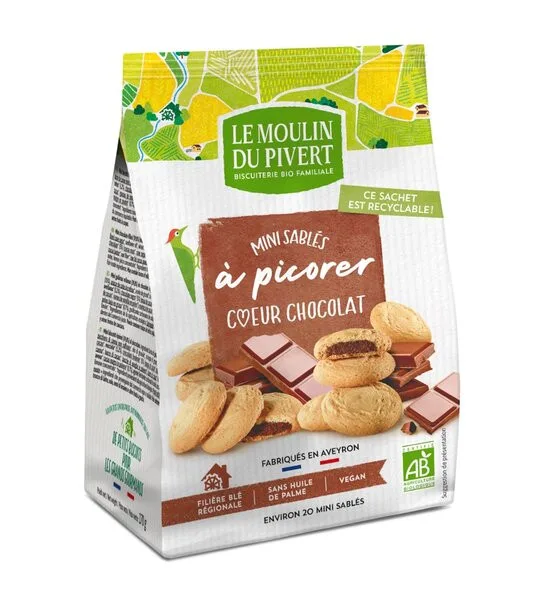 Moulin Du Pivert Mini Sables A Picorer Cœur Chocolat 170 g