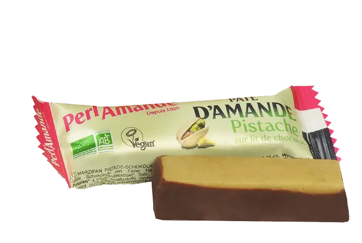 Perl' Amande Barre de Pate d'Amande Pistache Chocolat 25 g