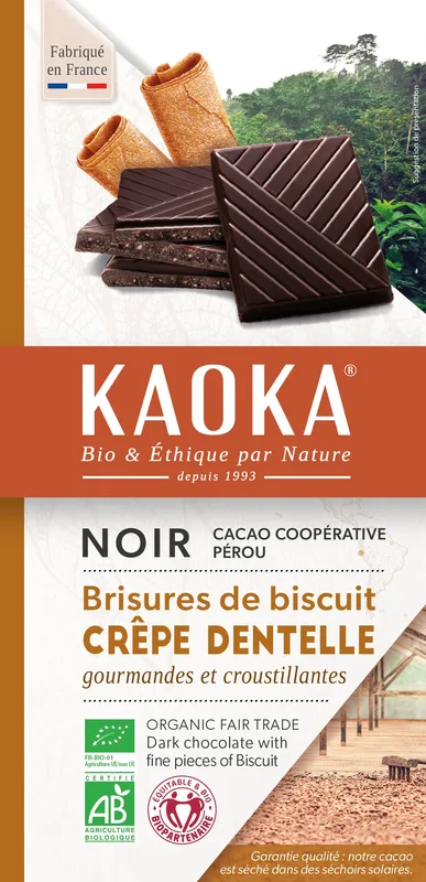 Kaoka Tablette de Chocolat Crepe Dentelle 58% 100 g