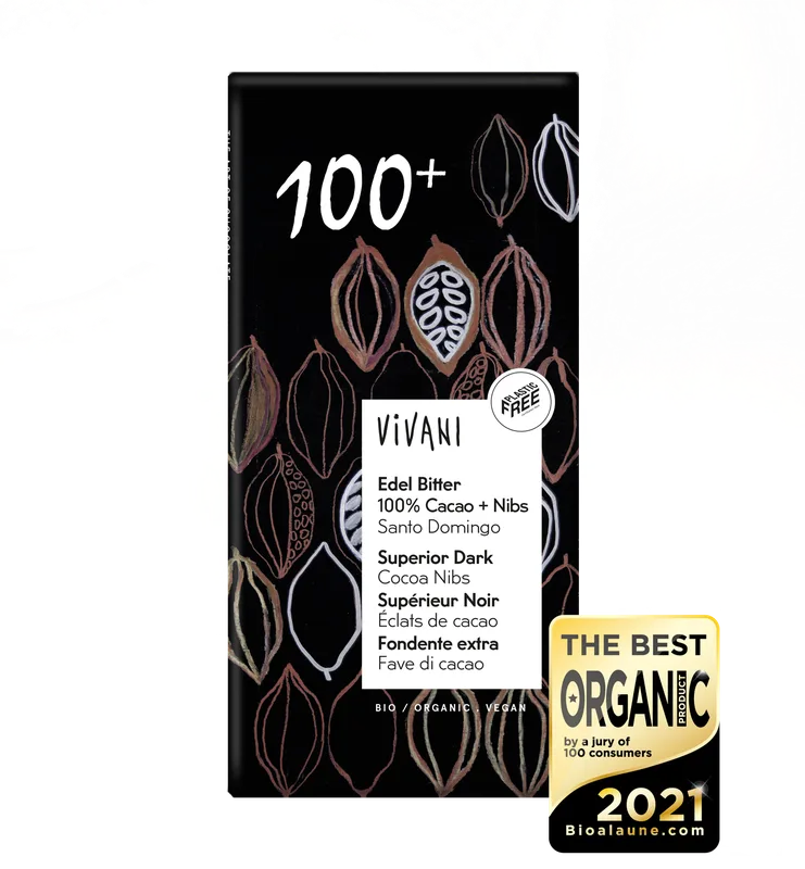 Vivani Tablette de Chocolat Sup 100% Cacao 80 g