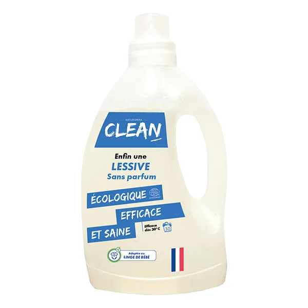 Clean Lessive 30 Lavages sans Parfum Bebe 1,5 L