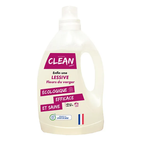 Clean Lessive 30 Lavages Fleur du Verger 1,5 L