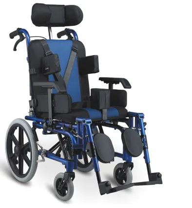 Poussette en Aluminium Bleu pour adulte handicapé L2034