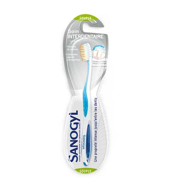 Sanogyl Brosse à Dents Interdentaire Souple Rose, Bleu, Vert