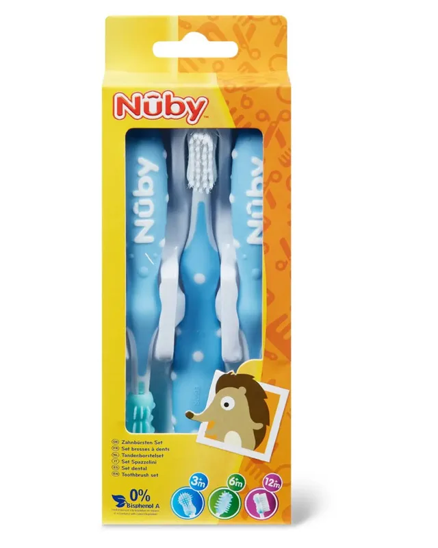 Nûby Set de Brosses à dents 3 Pièces - Bleu Ref: ID754