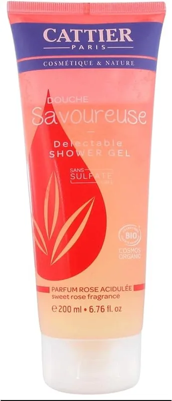 Cattier Gel Douche Savoureuse sans Sulfates Rose acidulée 200 ml