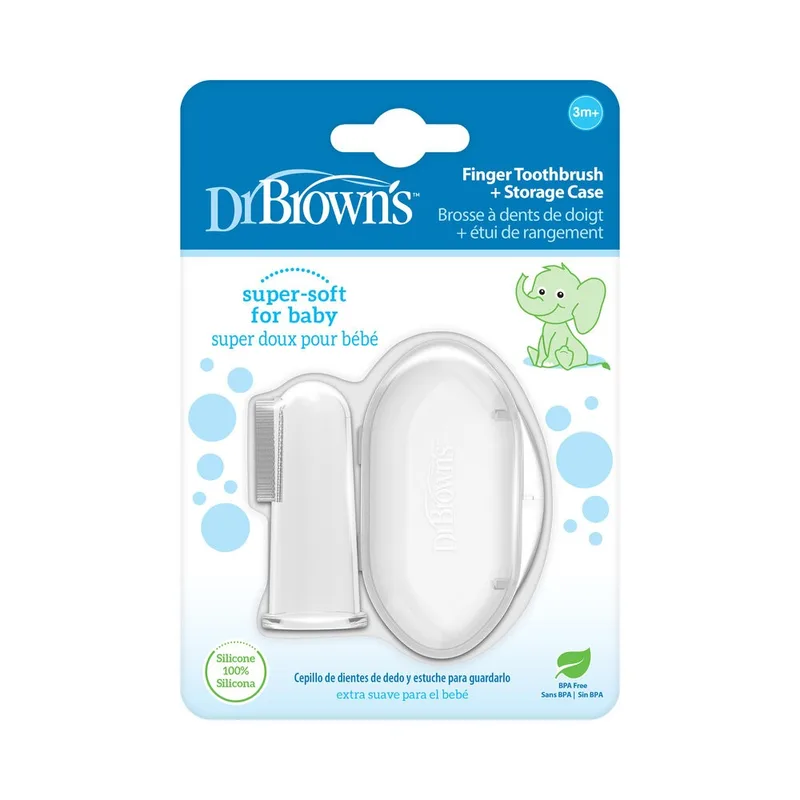 Dr Brown’s Brosse A Dents en Silicone avec Etui Pousse Dentaire 3M+