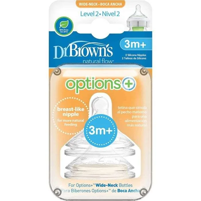 Dr Brown’s Options+ Tetine Cole Large Niveau 2 Pack de 2 3 Mois +