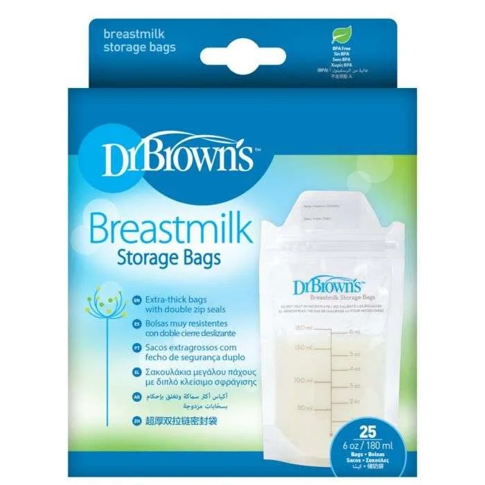 Dr Brown’s Sachets de Concervation de Lait 180 ml Pack de 25