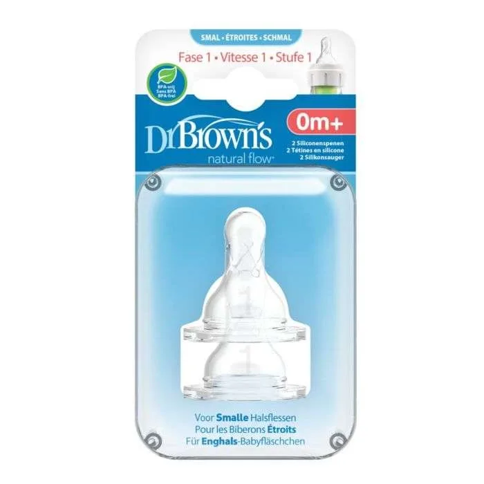 Dr Brown’s Tetine Cole Etroit Niveau 1 0MOIS+ Pack de 2