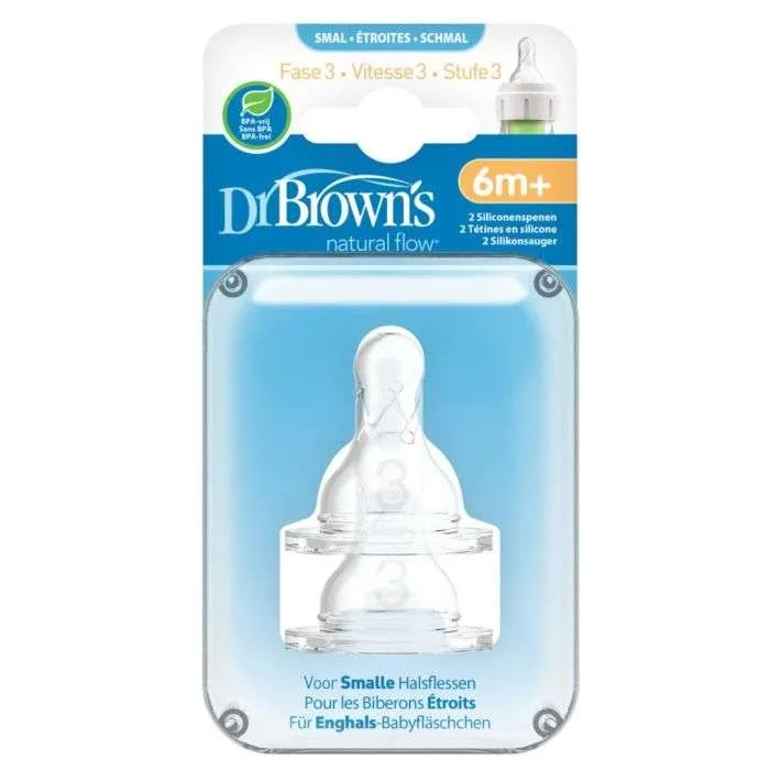 Dr Brown’s Tetine Cole Etroit Niveau 3 6MOIS+ Pack de 2