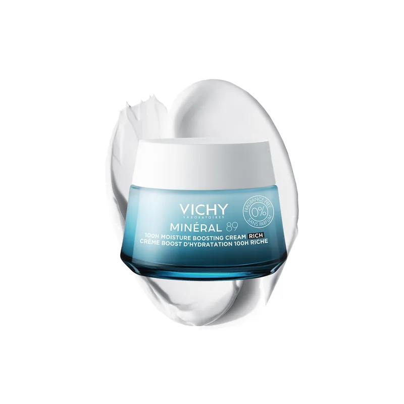 Vichy Minéral 89 Crème Riche Boost d’Hydratation 100h sans Parfum 50 ml
