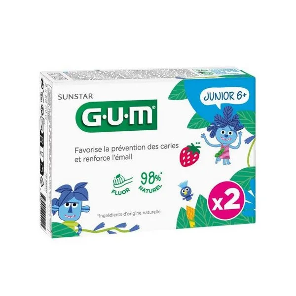 Gum Junior 6+ Pack 2 Dentifrices 2x50 ml