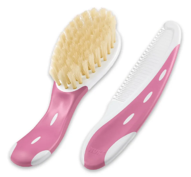NUK Brosse à cheveux bébé avec peigne - rose