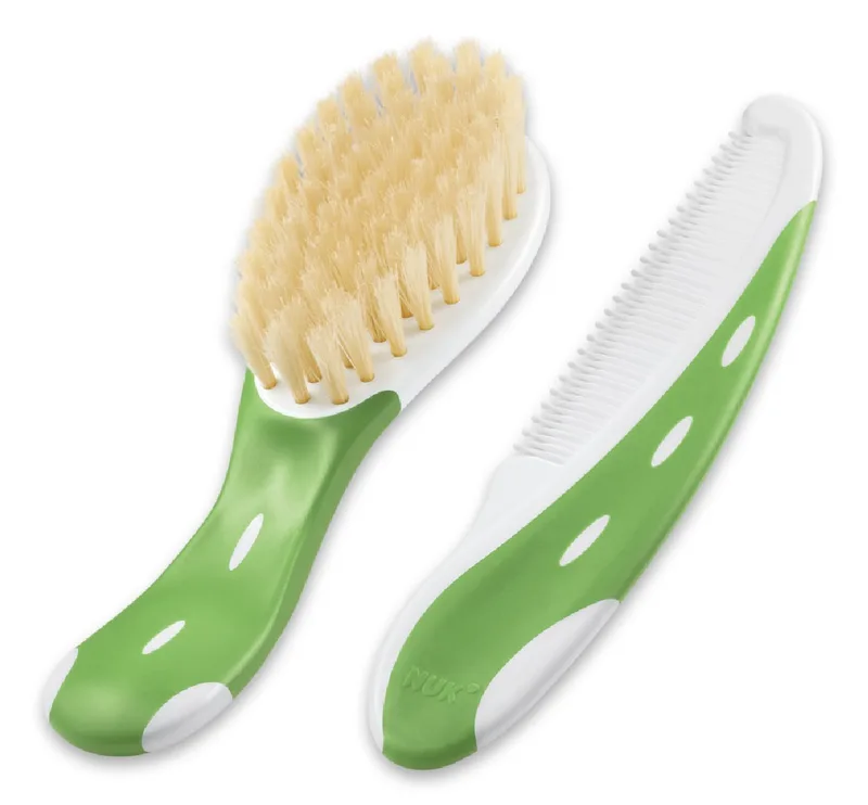 NUK Brosse à cheveux bébé avec peigne - vert