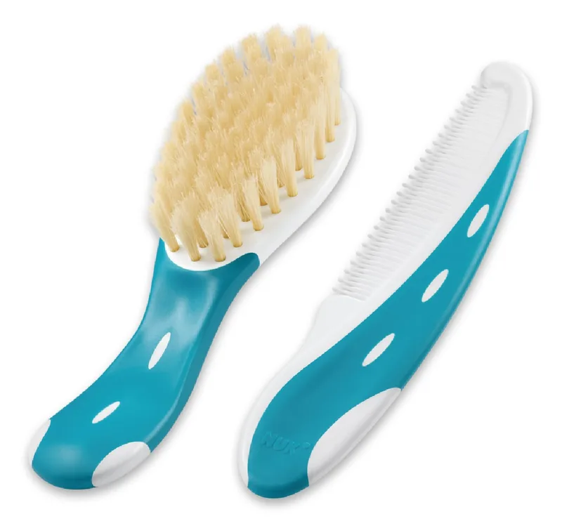 NUK Brosse à cheveux bébé avec peigne - Bleu