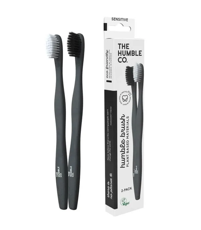 The Humble Brosses à Dents Écologique à Base de Plantes Pack de 2 / Couleur Blanche / Noire