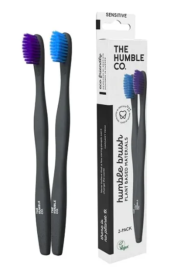 The Humble Brosses à Dents Écologique à Base de Plantes Pack de 2 / Couleur Bleue / Mauve