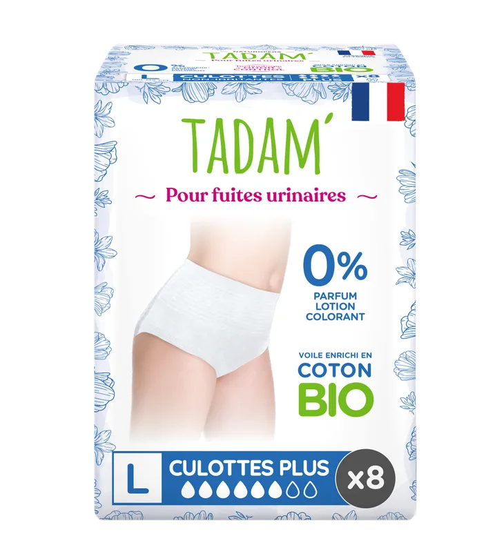 Tadam'' Culottes Ecologiques Fuites Urinaires Jetables Taille L 8U